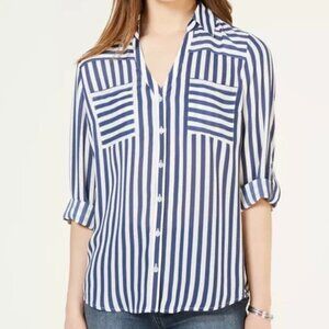 BCX women's striped button down shirt XL